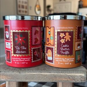 Tis The Season & Cookie Butter Truffle Single Wick Bath & Body Works Candle Set